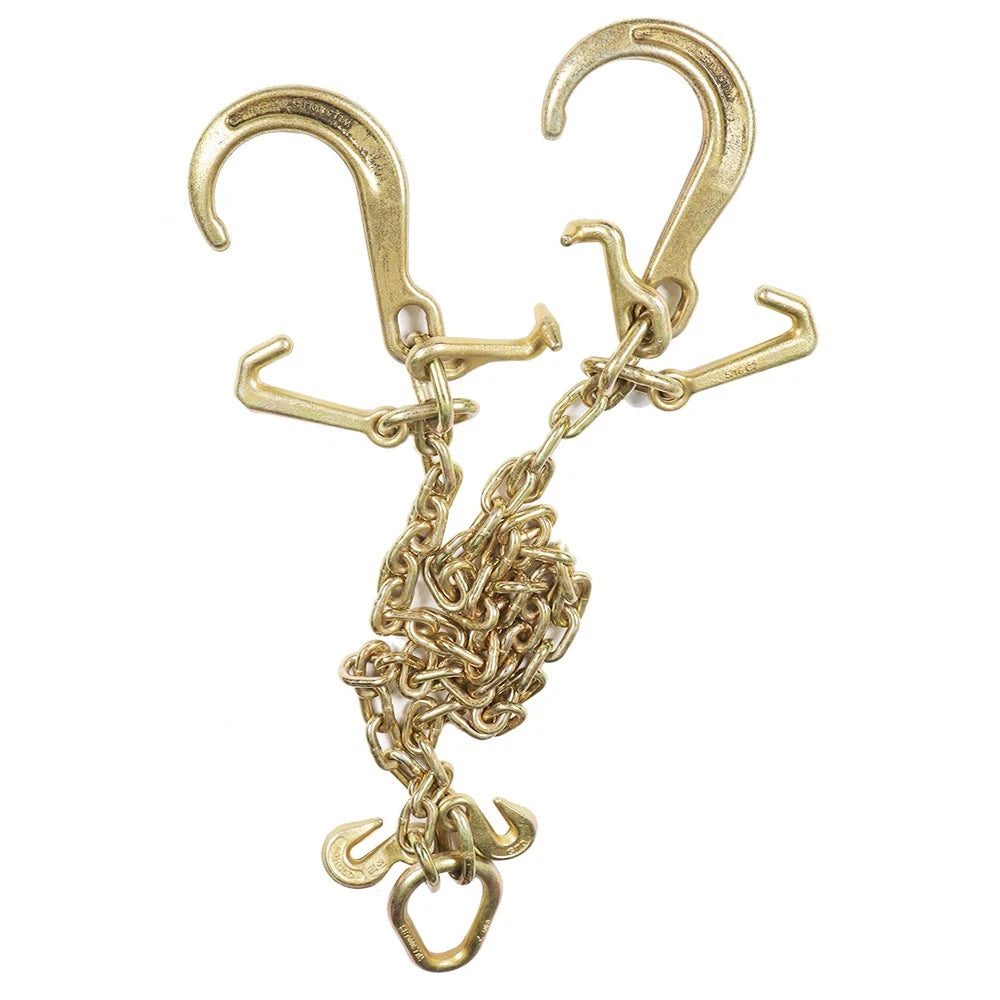 Set of 2 V-Chain Bridles with 8" Medium J Hooks for Automotive Use