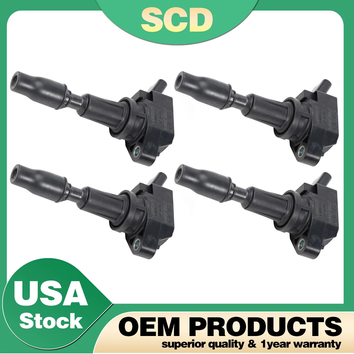 Set of 4 Ignition Coils for Hyundai Santa Fe Tucson Kia Sorento Stinger UF764