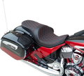 Low Profile Touring Seat for Harley-Davidson (2014–2023) - Double Diamond, Red Stitch