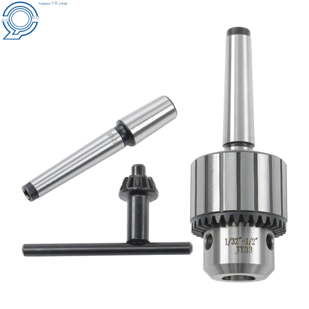 Set of 4 Drill Chucks with Morse Taper Arbors for Various Models (JT33)