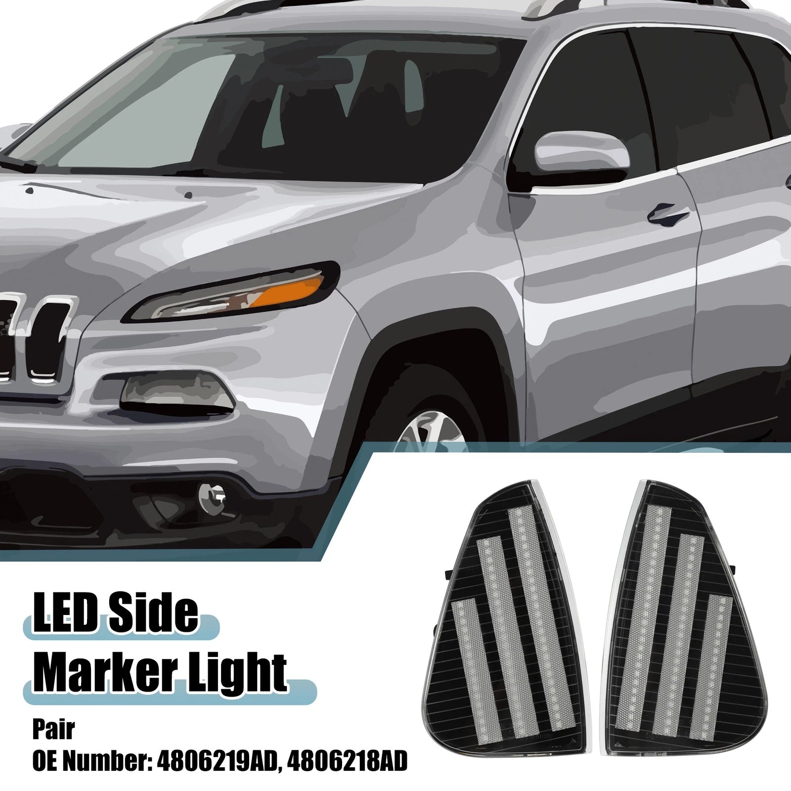 Pair LED Side Marker Lights 4806219AD for Dodge Charger (2011–2023)