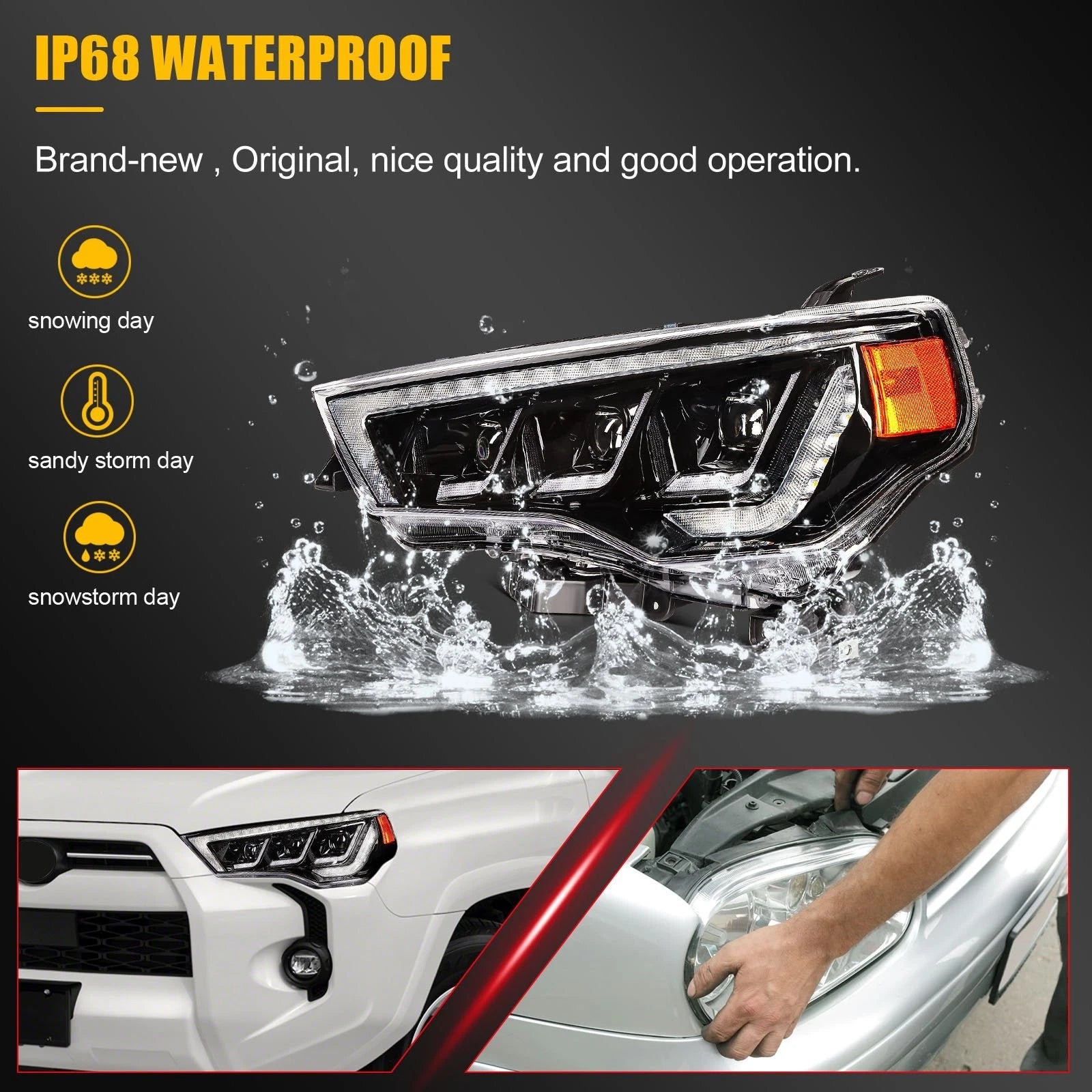 LED Headlight Assembly Pair for Toyota 4Runner (2014–2023)