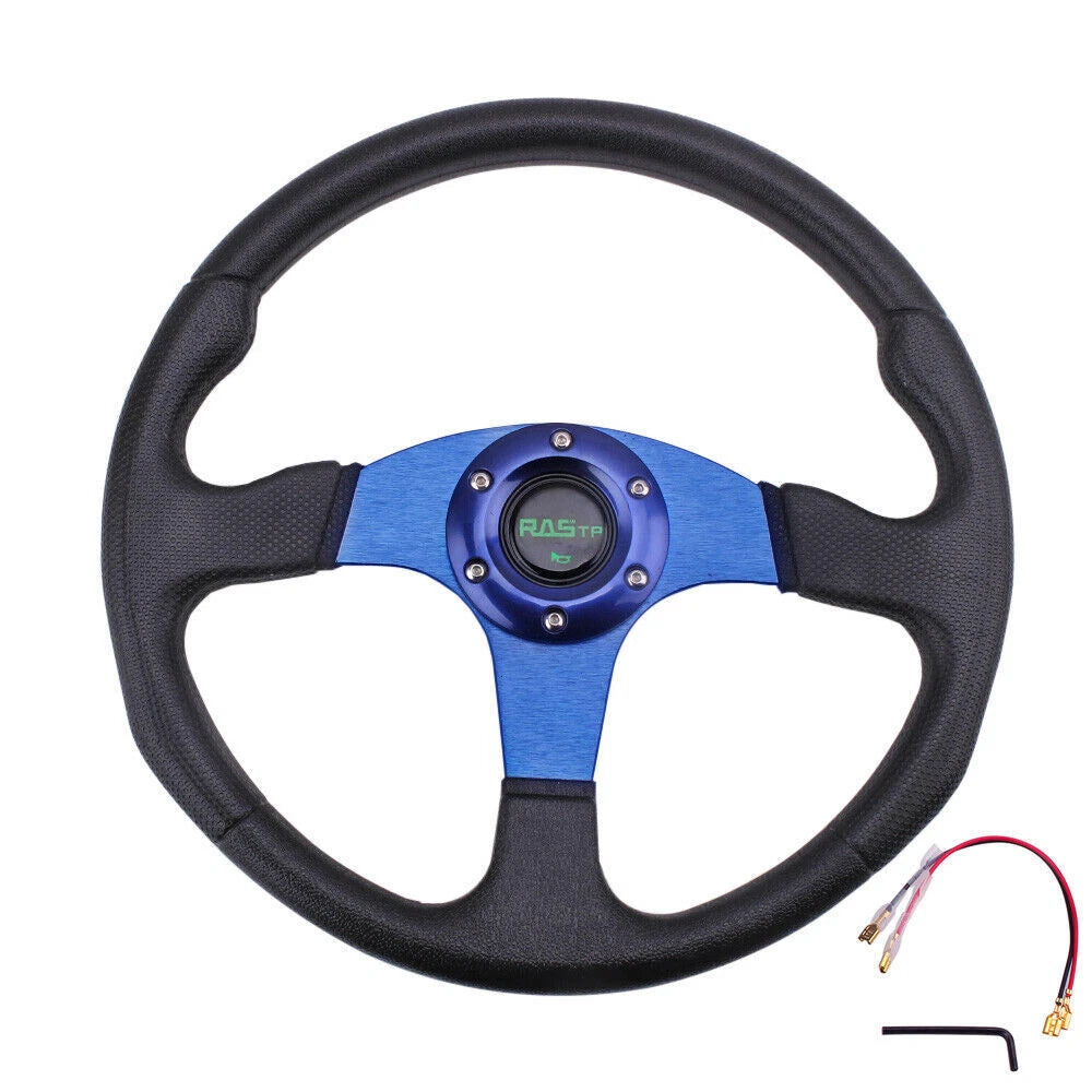 6 Bolt Blue Aluminum 14" Racing Steering Wheel for Universal Fit