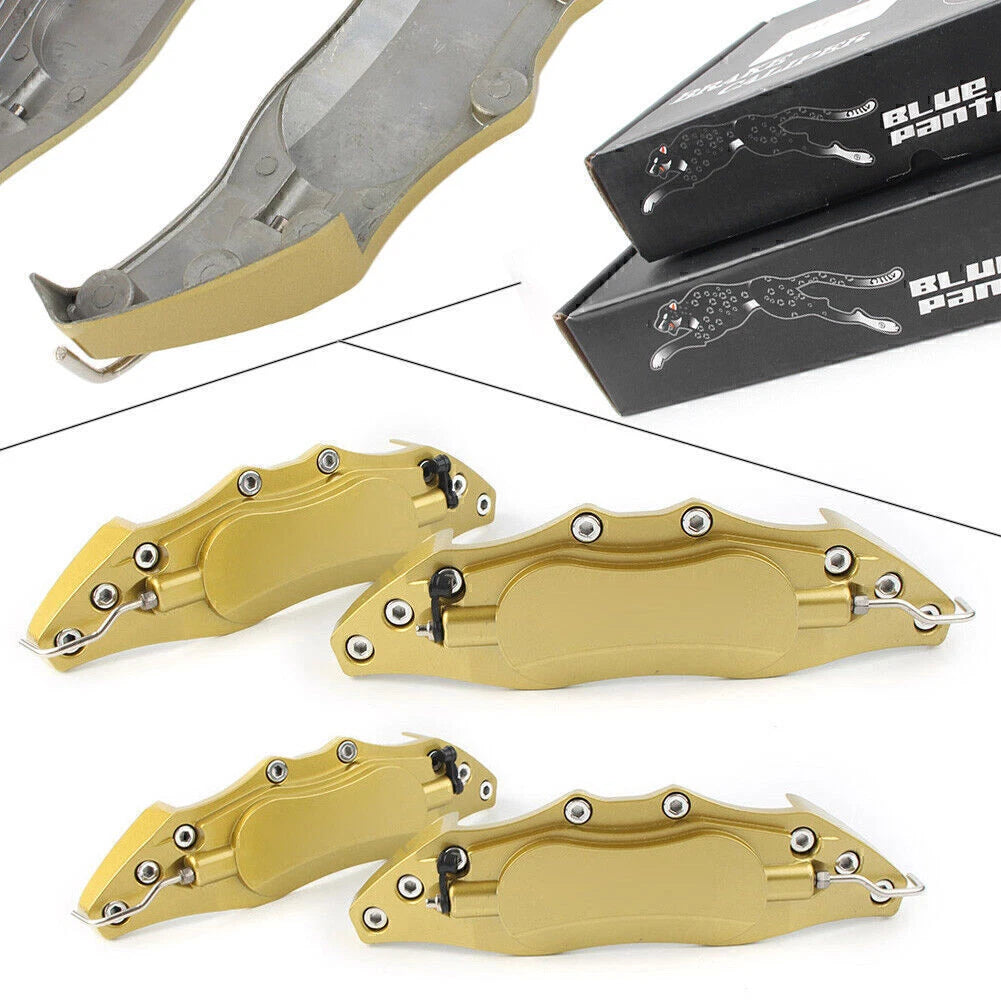 Set of 4 3D Metal Brake Caliper Covers for Universal Fit (Large + Medium) GOLD