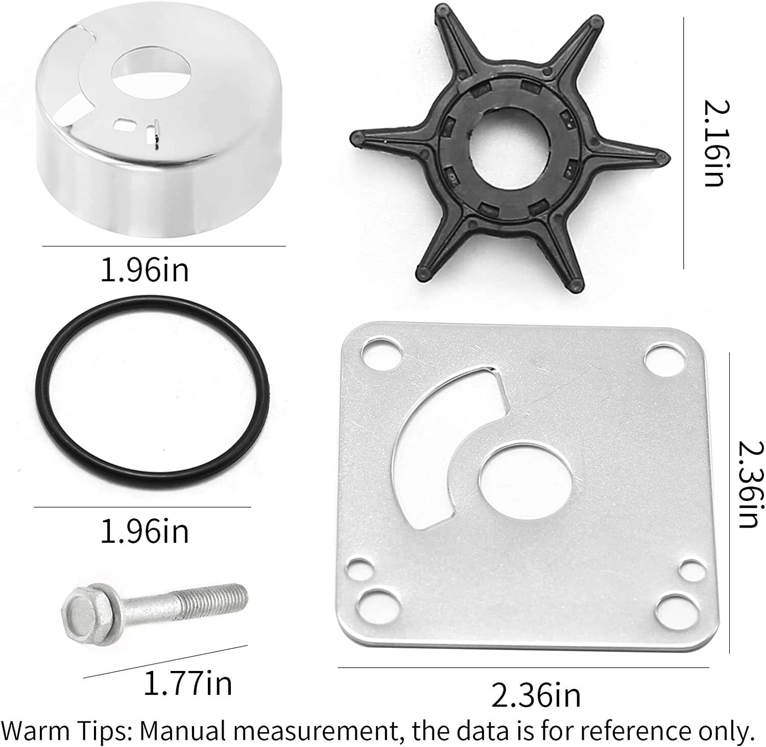 Water Pump Impeller Repair Kit for Yamaha Outboard 20 25 HP (6L2-W0078-01-00)