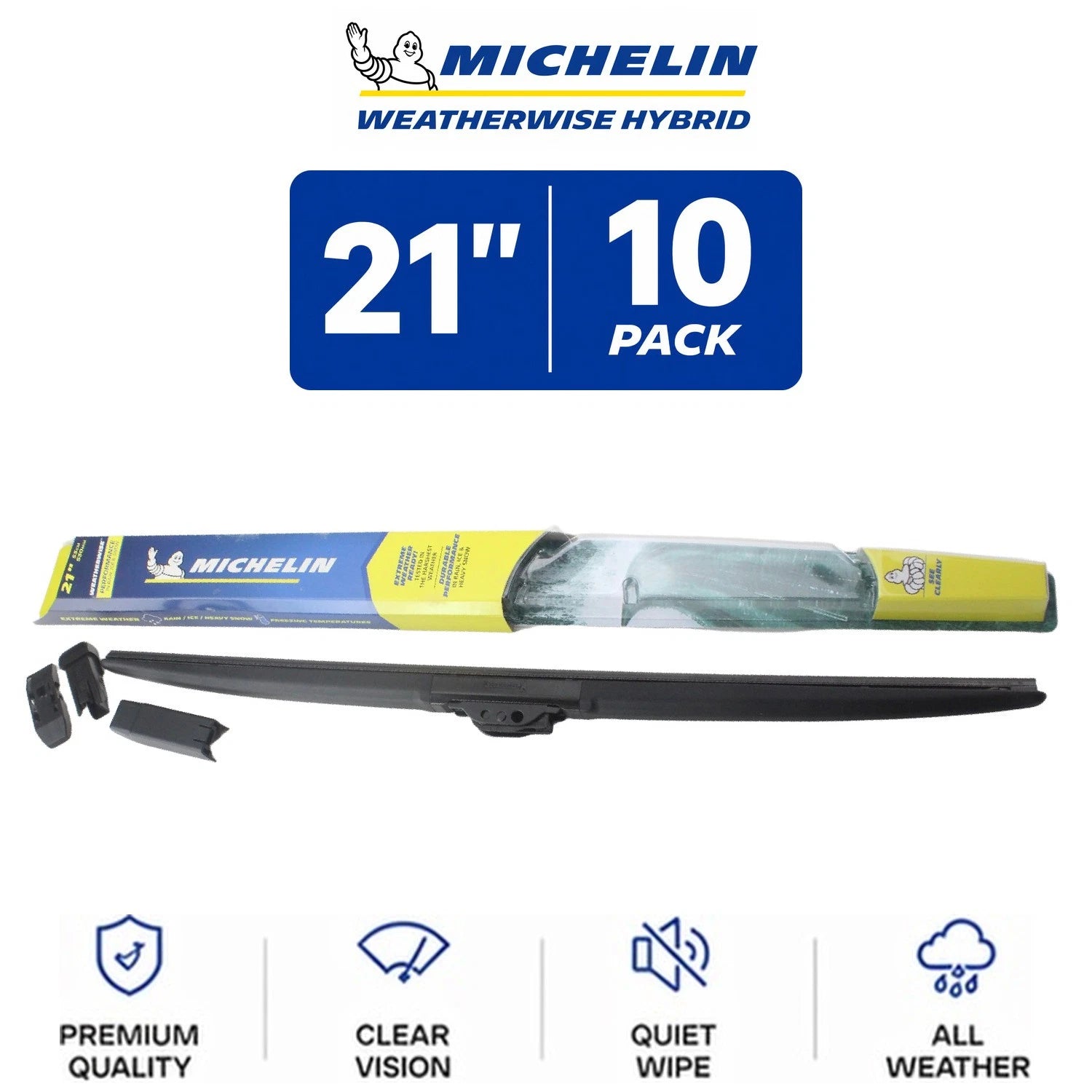 Set of 10 Michelin WeatherWise Hybrid Wiper Blades 21" for All Vehicles