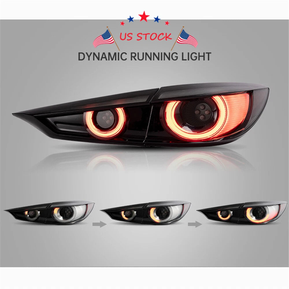 Set of 2 LED Smoked Tail Lights for Mazda 3 Sedan (2014–2018)