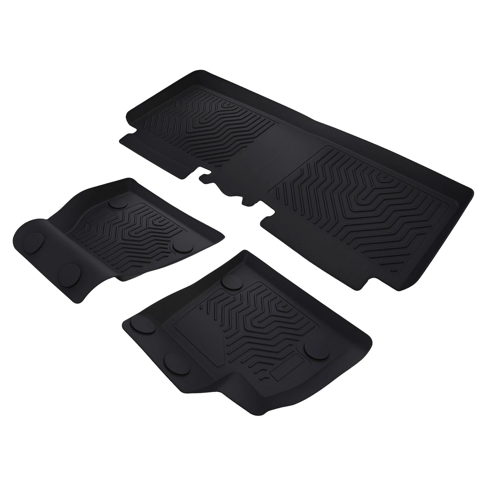 Set of 2 Black All-Weather Floor Mats for Tesla Model S (2015–2020) TPE Waterproof
