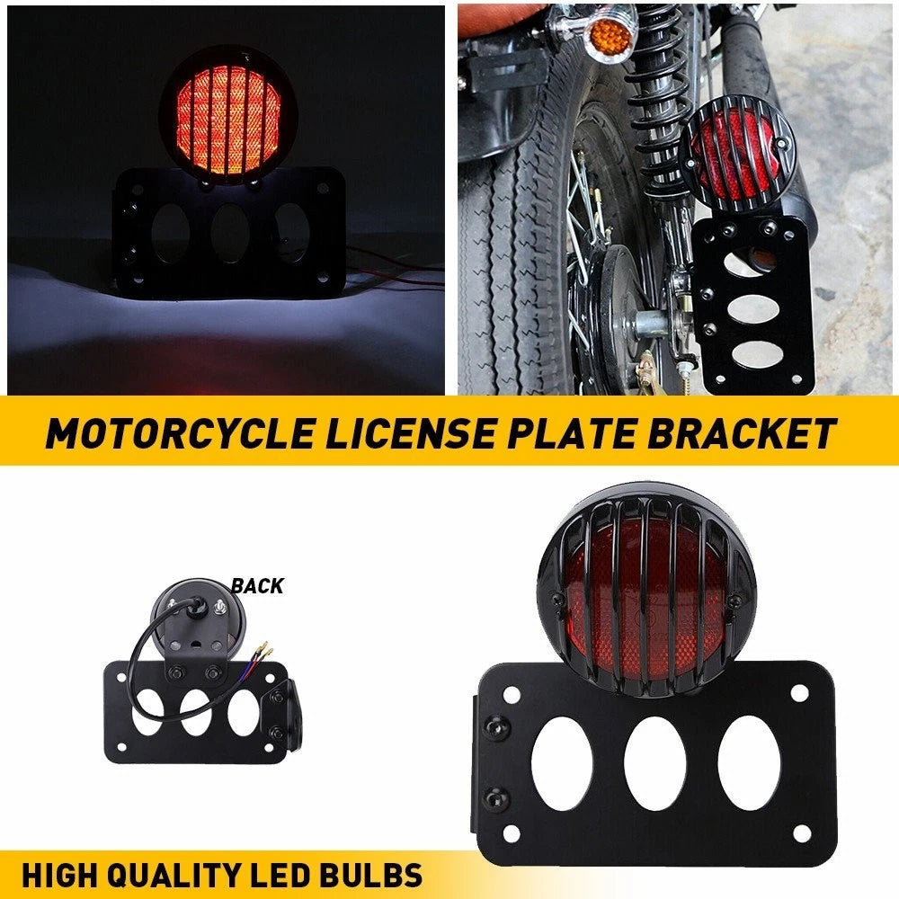 LED Tail Brake Light Side Mount License Plate Bracket for Honda H