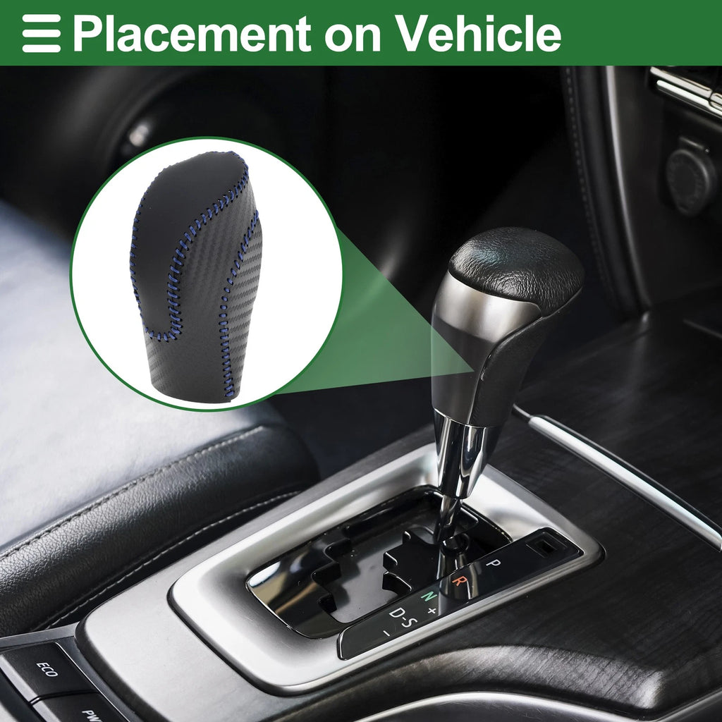 Gear Shift Knob Cover for Subaru Forester (2018–2023) Black Carbon Fiber Blue