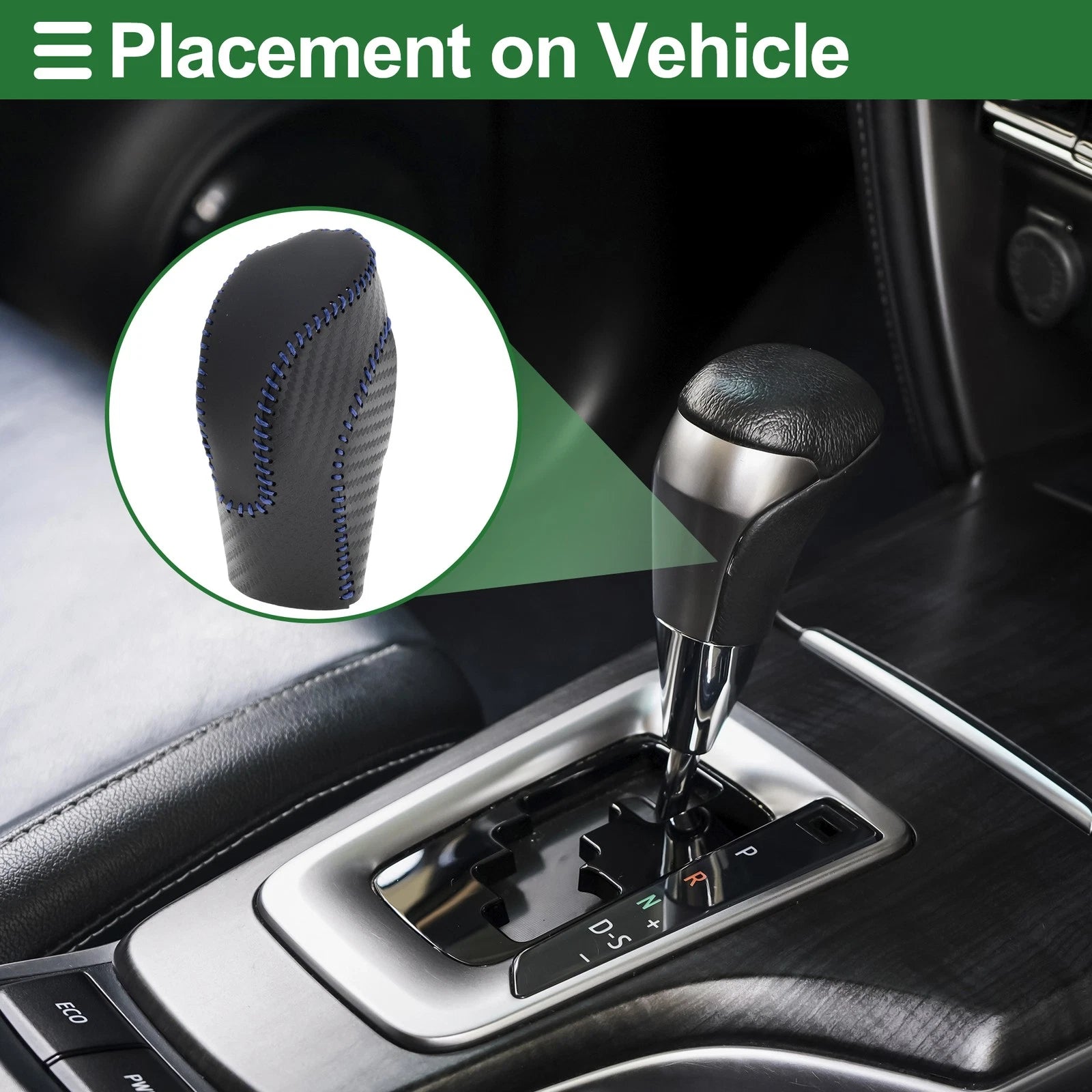 Gear Shift Knob Cover for Subaru Forester (2018–2023) Black Carbon Fiber Blue