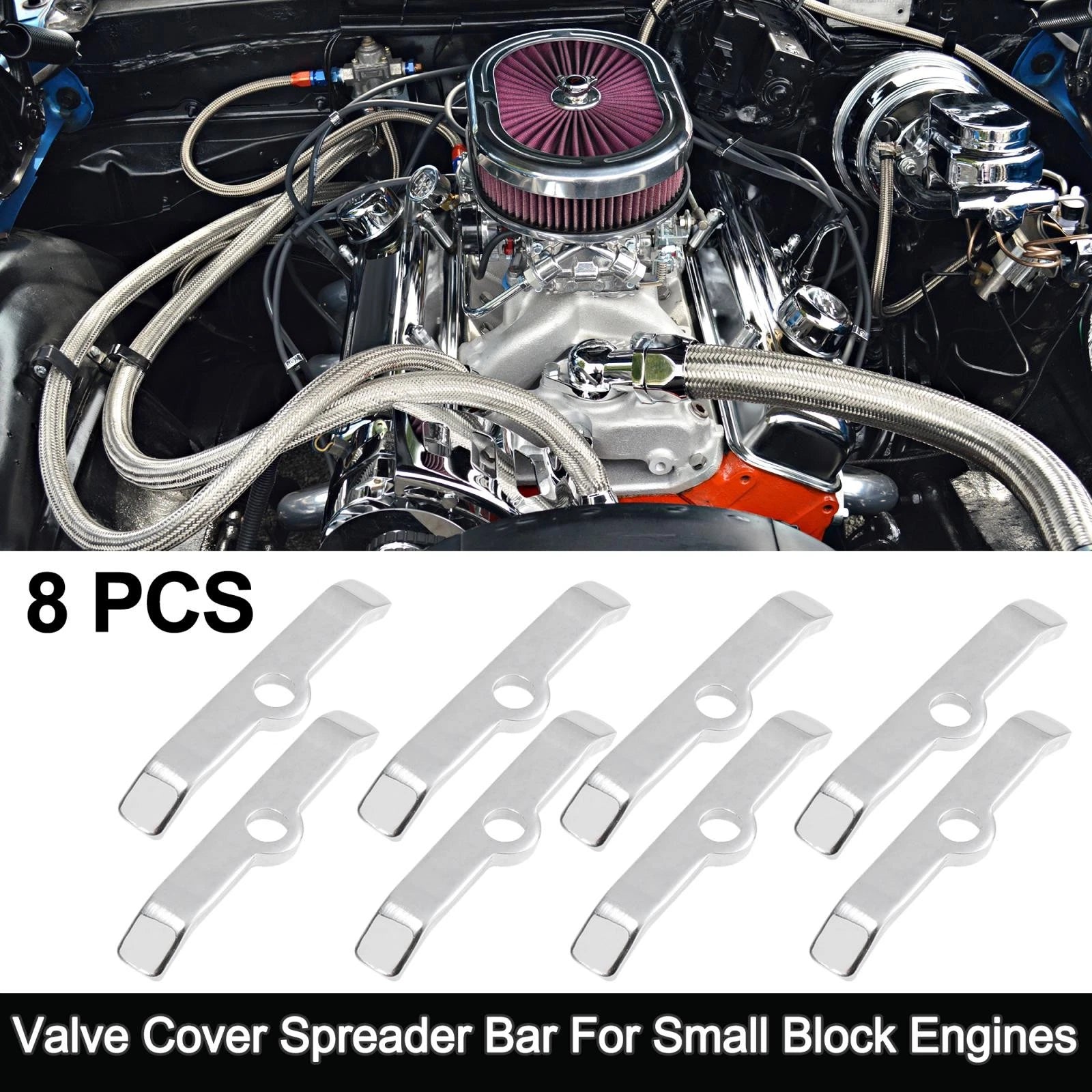 8pcs Valve Cover Spreader Bar Hold Down Tab for Chevy 283 305 327 (1955–1986)