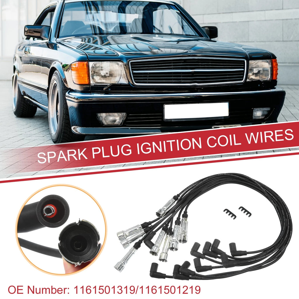 9pcs Spark Plug Wire Ignition Coil Cable No.1161501319 for Mercedes-Benz 380SE (1980–1985)