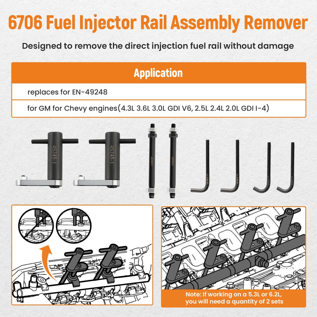 Injector Rail Remover for Cadillac Chevrolet 4.3L 3.6L GDI (2007–2014)