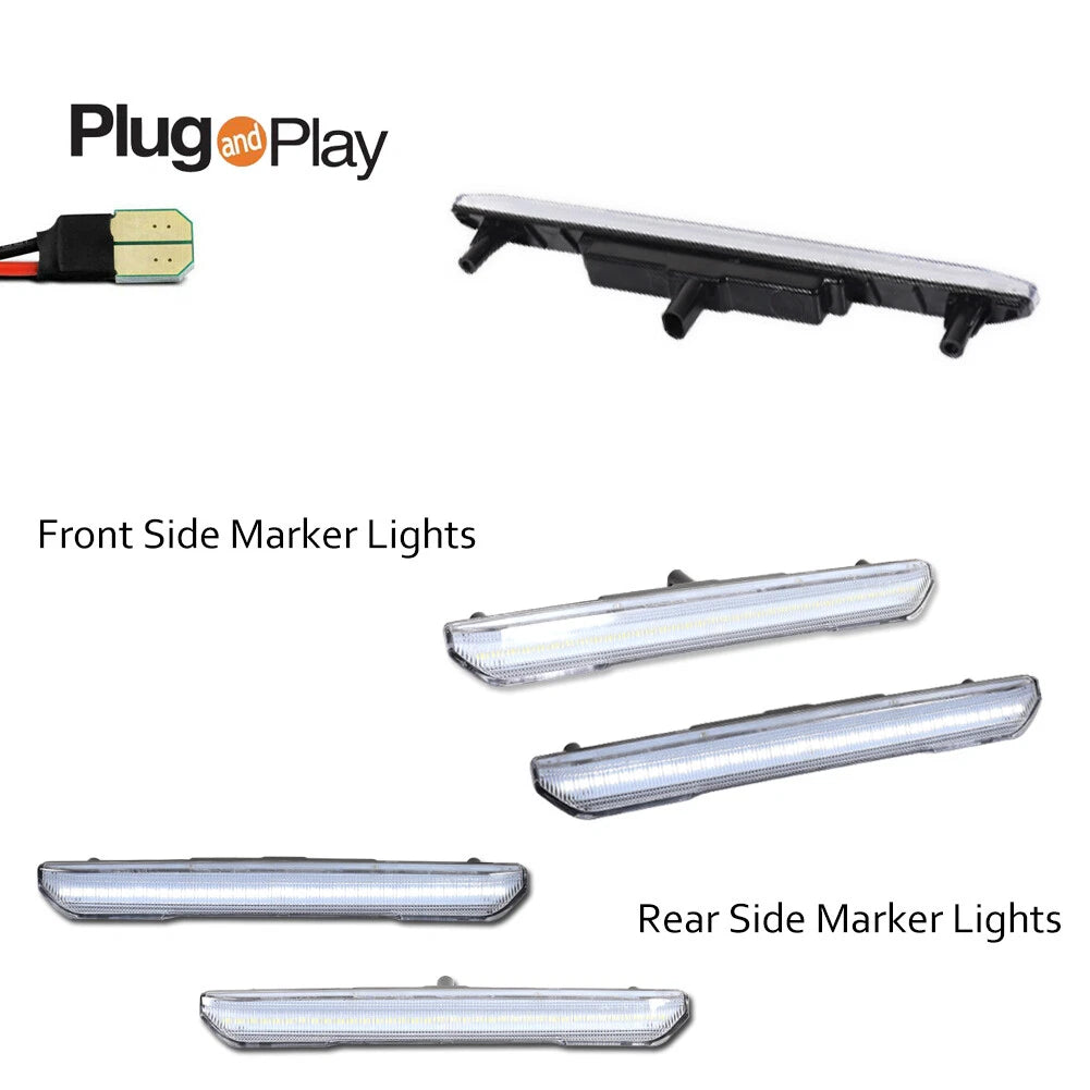 Set of 4 Clear White LED Front & Rear Side Marker Lights for GMC Sierra 2500 3500 (2020–2024)