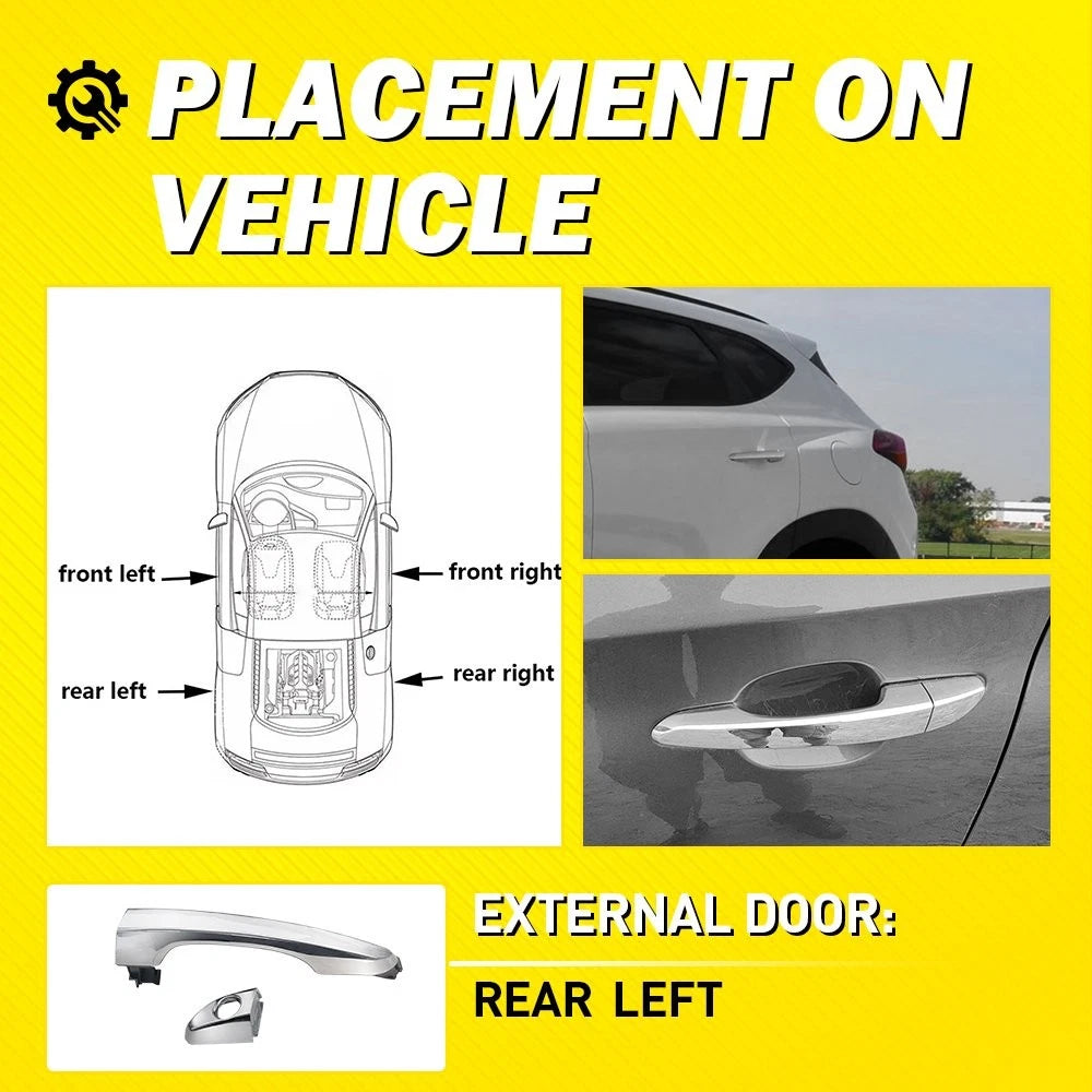 Exterior Outer Door Handle for Hyundai Tucson (2016–2021) Rear Driver Chrome EPY