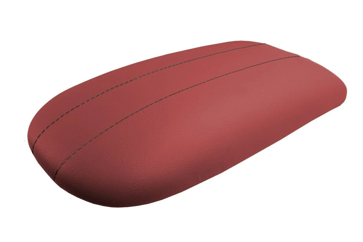 Leather Console Lid Armrest Cover for Ford Expedition (1997–2002) Red Black Stitch