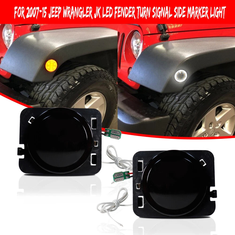 LED Side Marker Turn Signal Lights for Jeep Wrangler JK (2007–2018)
