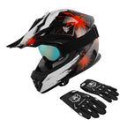 Youth Full Face Helmet Set for Dirt Bike ATV Motocross (DOT Approved)