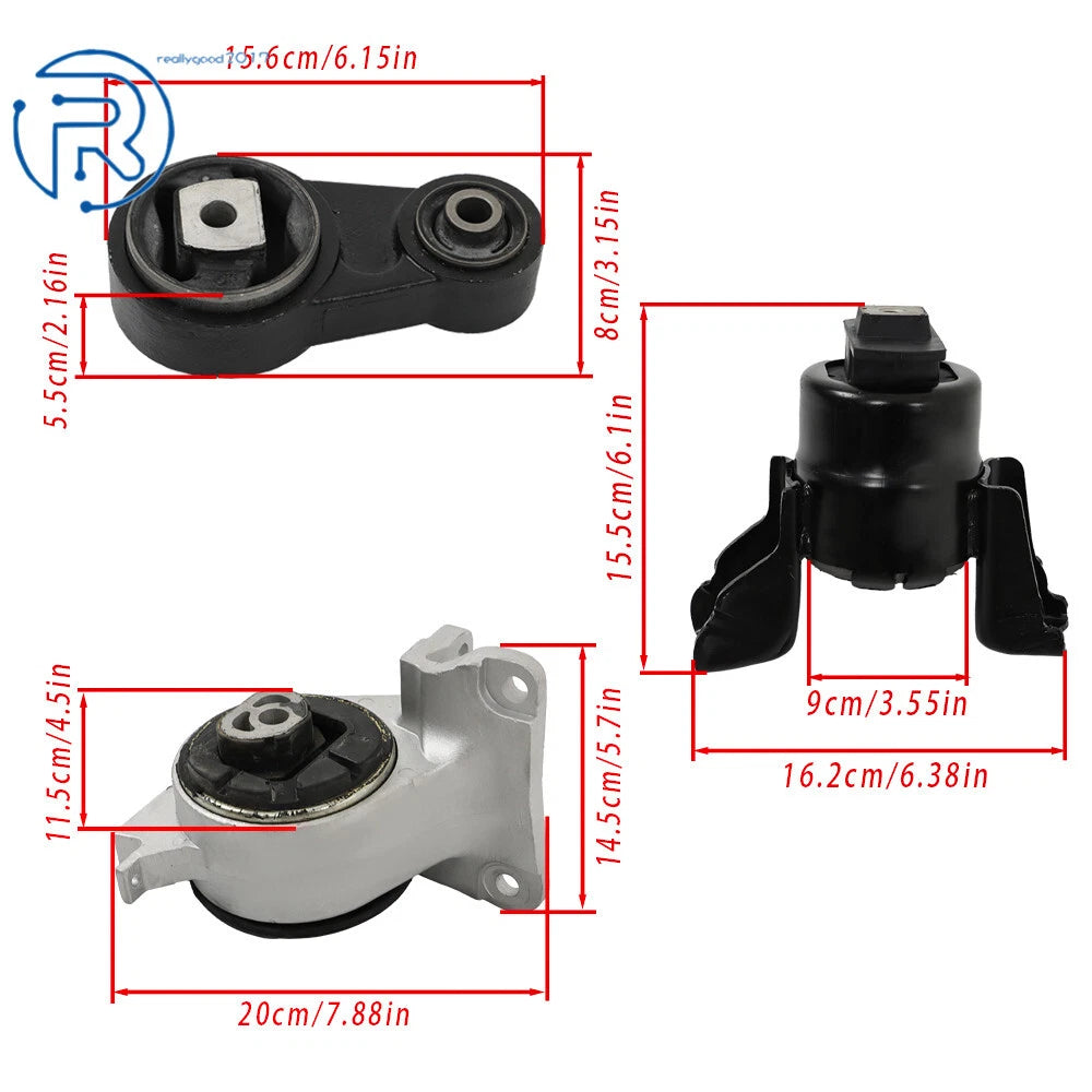 Set of 3 Engine Motor and Transmission Mounts for Ford Fusion (2010-2012)