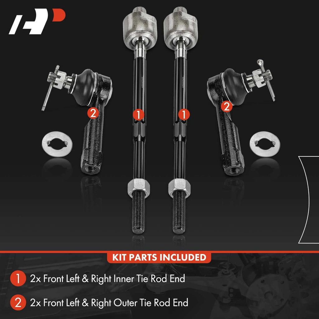 Set of 4 Steering Tie Rods for Nissan Sentra (1995–1999)