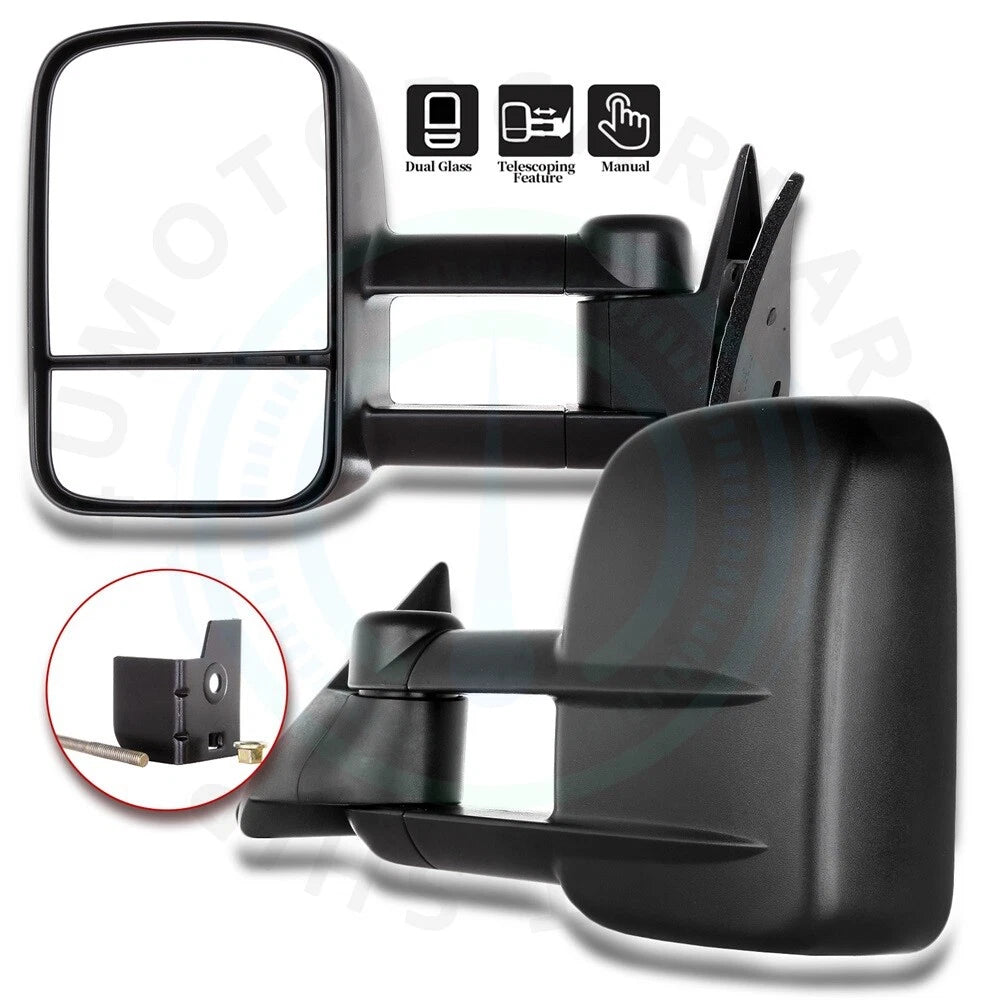 2X Manual Tow Side Mirrors for Chevy GMC C/K 1500 2500 3500 (1988–1998)