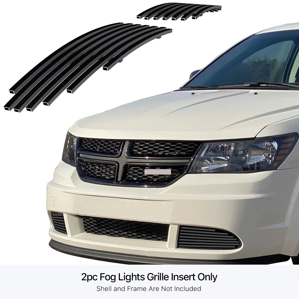 Fog Light Cover for Dodge Journey (2011-2020) Stainless Black Grille