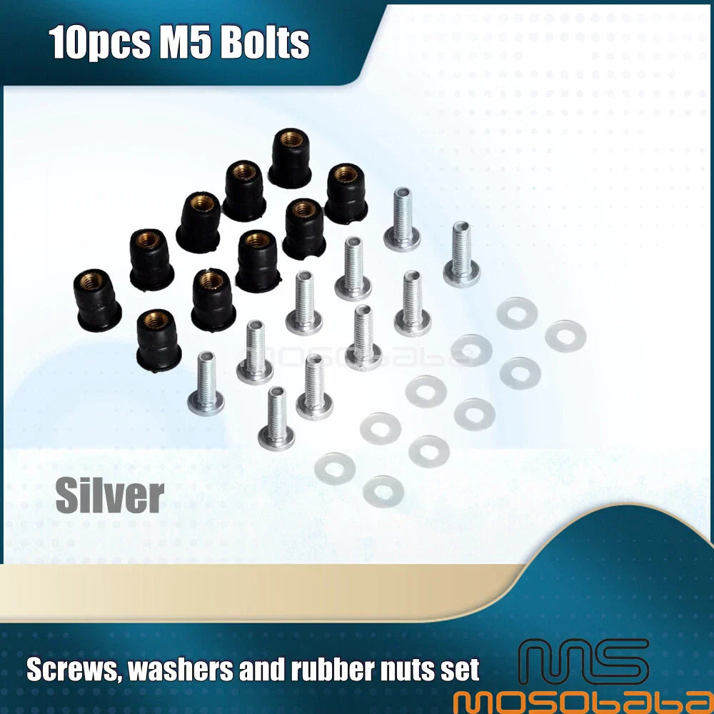 10 x M5 Stainless Steel Screws for Motorcycles Windshield Fairing Bolts