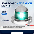 Marine LED Boat Bow Navigation Light for Starboard (Deck Mount)