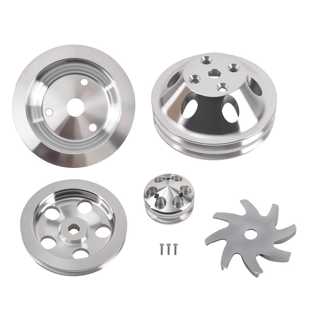 2 Groove Water Pump Crank Pulley Kit for Small Block Chevy 283/327/400