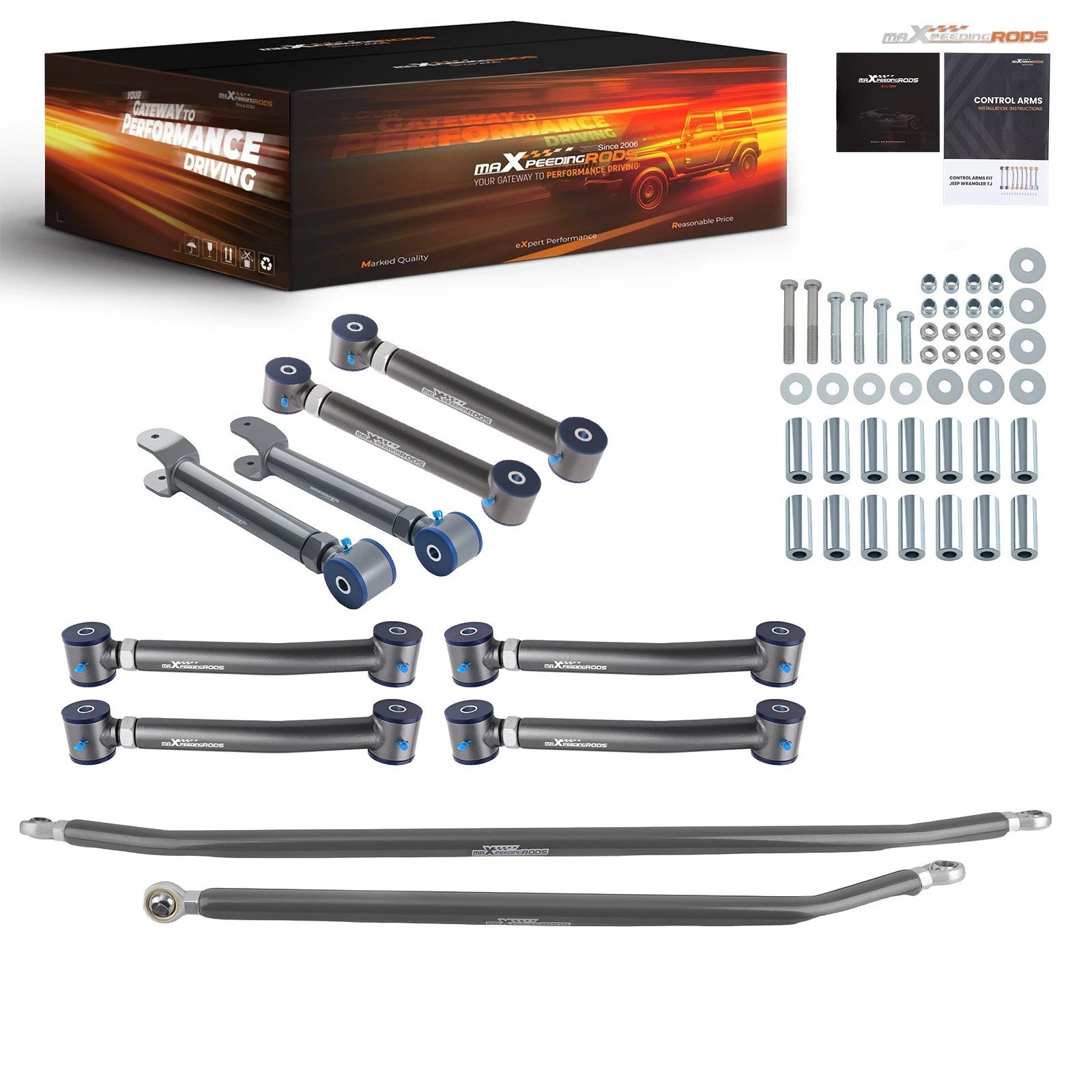 10pc Control Arms Kit for Jeep Wrangler TJ (1997–2006) Grand Cherokee ZJ (1993–1995)