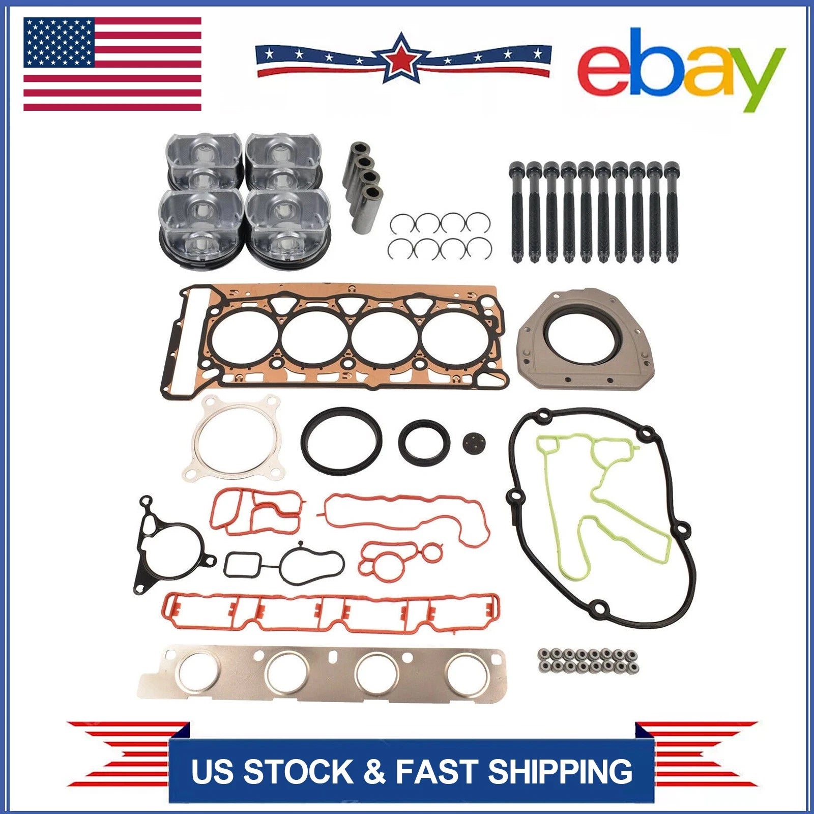 Piston and Head Gasket Set for Audi VW A4 Q5 Jetta GTI Passat EOS (2006–2016)