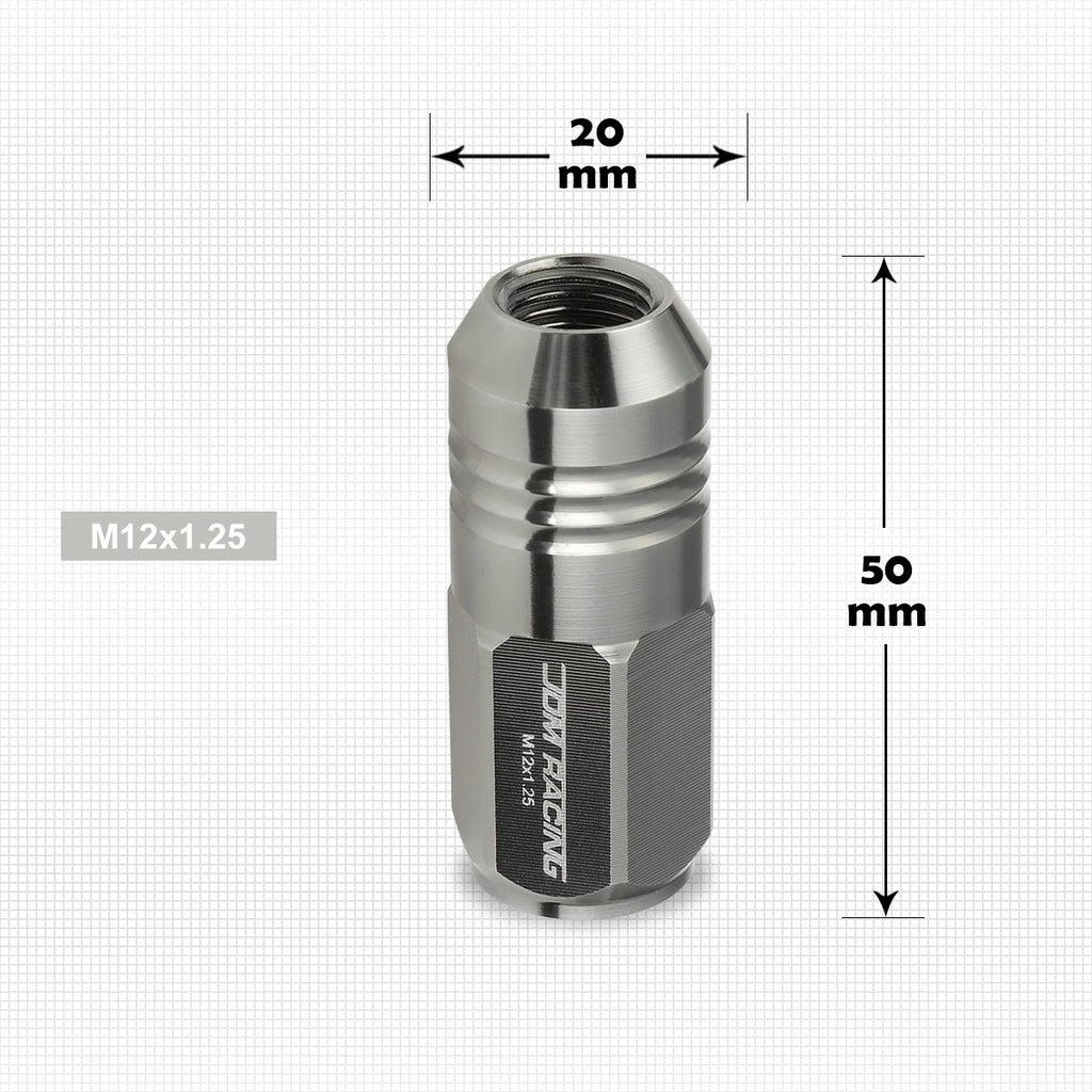 Set of 20 M12X1.25 Gunmetal Closed End Cone Wheel Lug Nuts + Extension 20mm