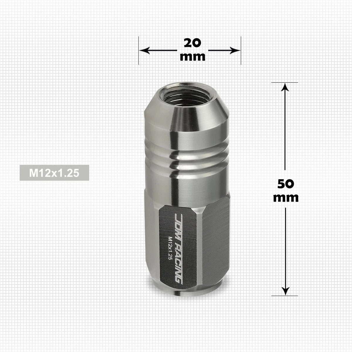 Set of 20 M12X1.25 Gunmetal Closed End Cone Wheel Lug Nuts + Extension 20mm