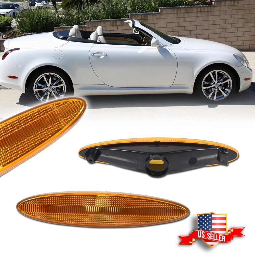 2X Amber Lens Front Side Marker Light Housing for Lexus SC430 (2002–2010)