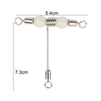Set of 10 Stainless Steel T Shape Rolling Fishing Swivels with Luminous Beads