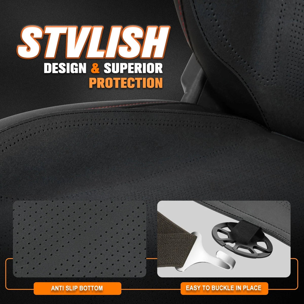 Set of 2 Universal Seat Covers for Cars (Protex Plus Series, Black)
