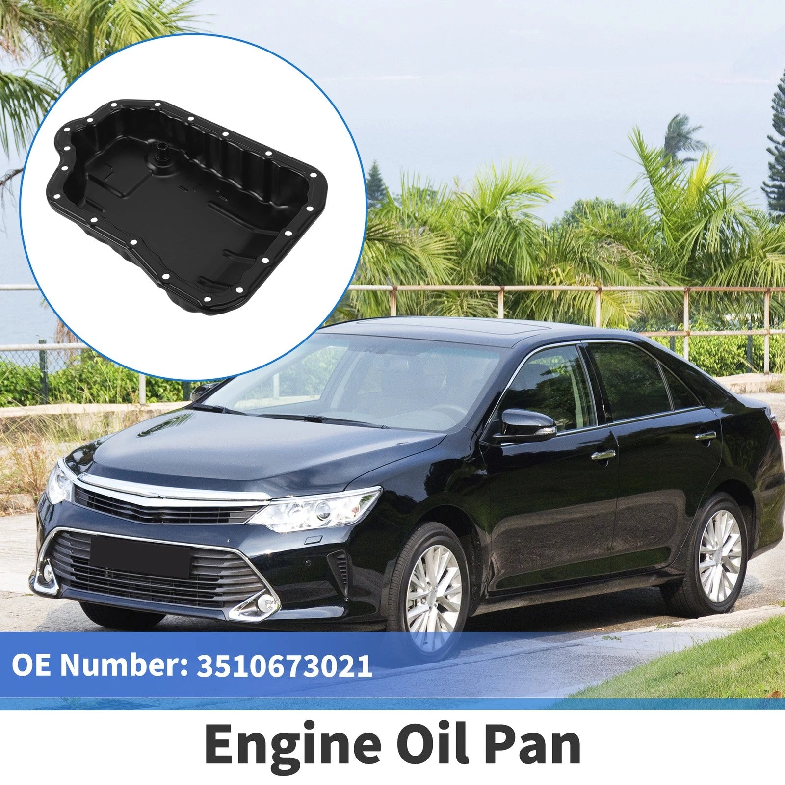 1 Pc Engine Oil Pan No.3510673021 for Toyota Camry (2015–2018) Steel Black
