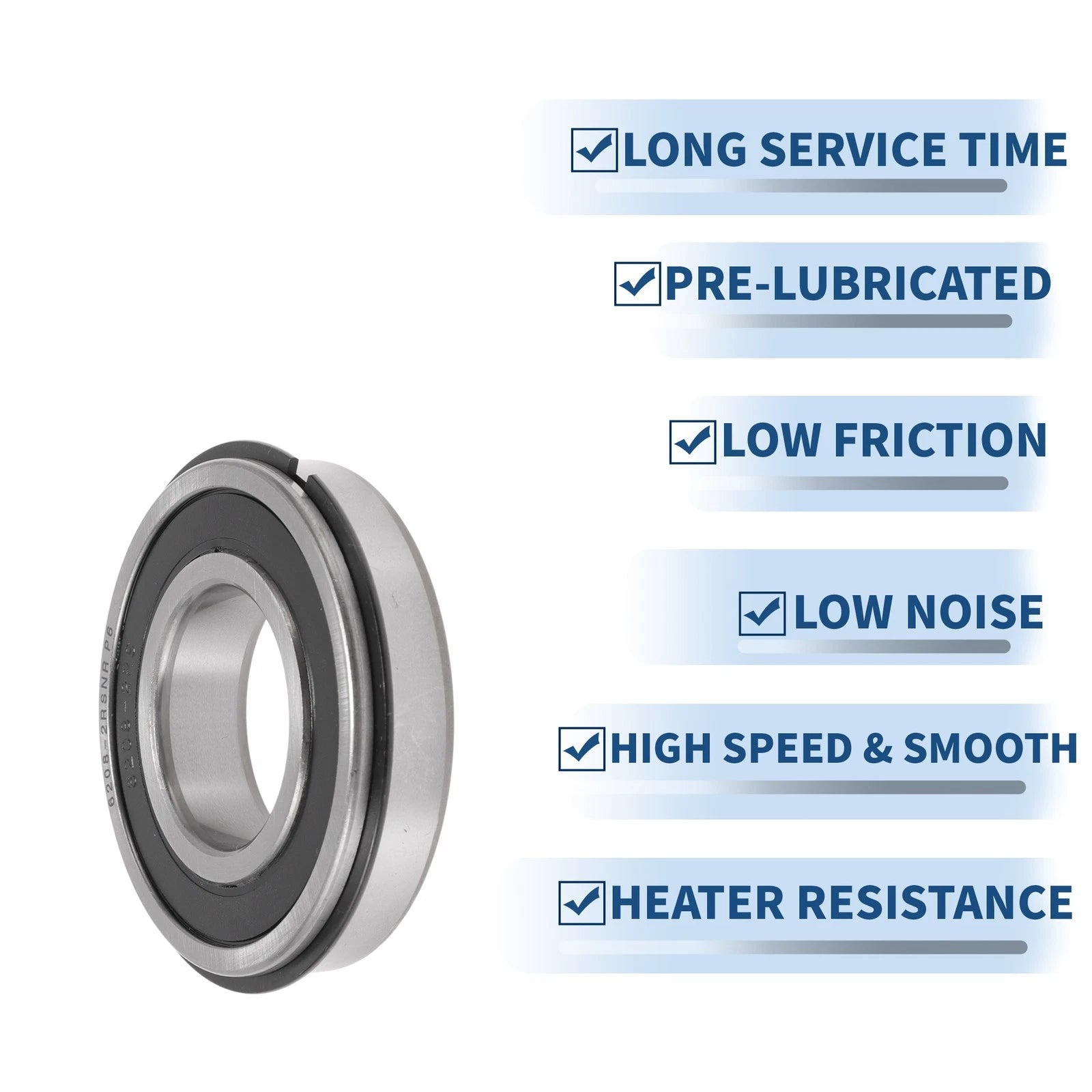 6208NR2RS Deep Groove Ball Bearings for Scooter Skateboard (40x80x18mm)