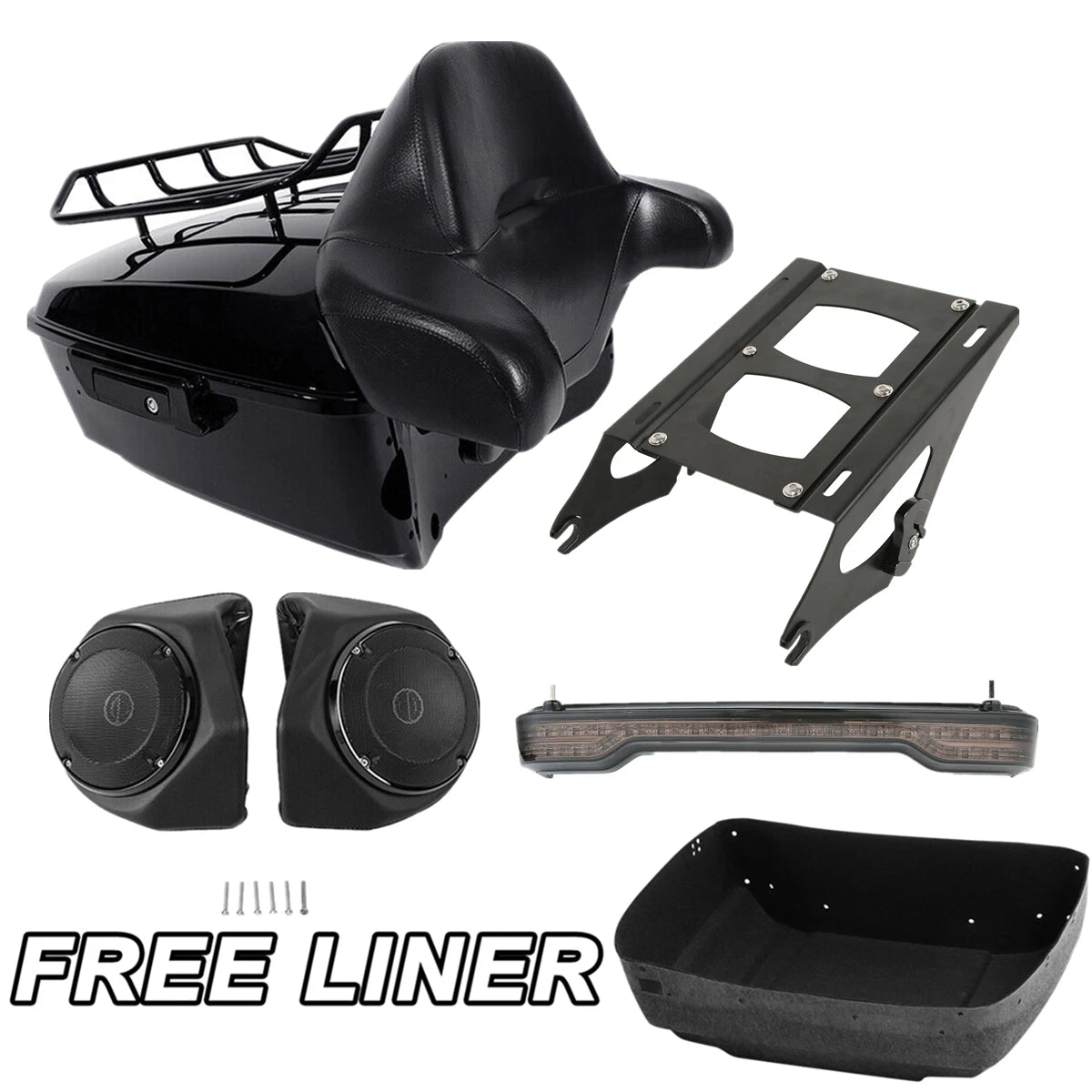 Trunk Rack Light Speakers Backrest Pad for Harley Electra Glide (2014–2023)