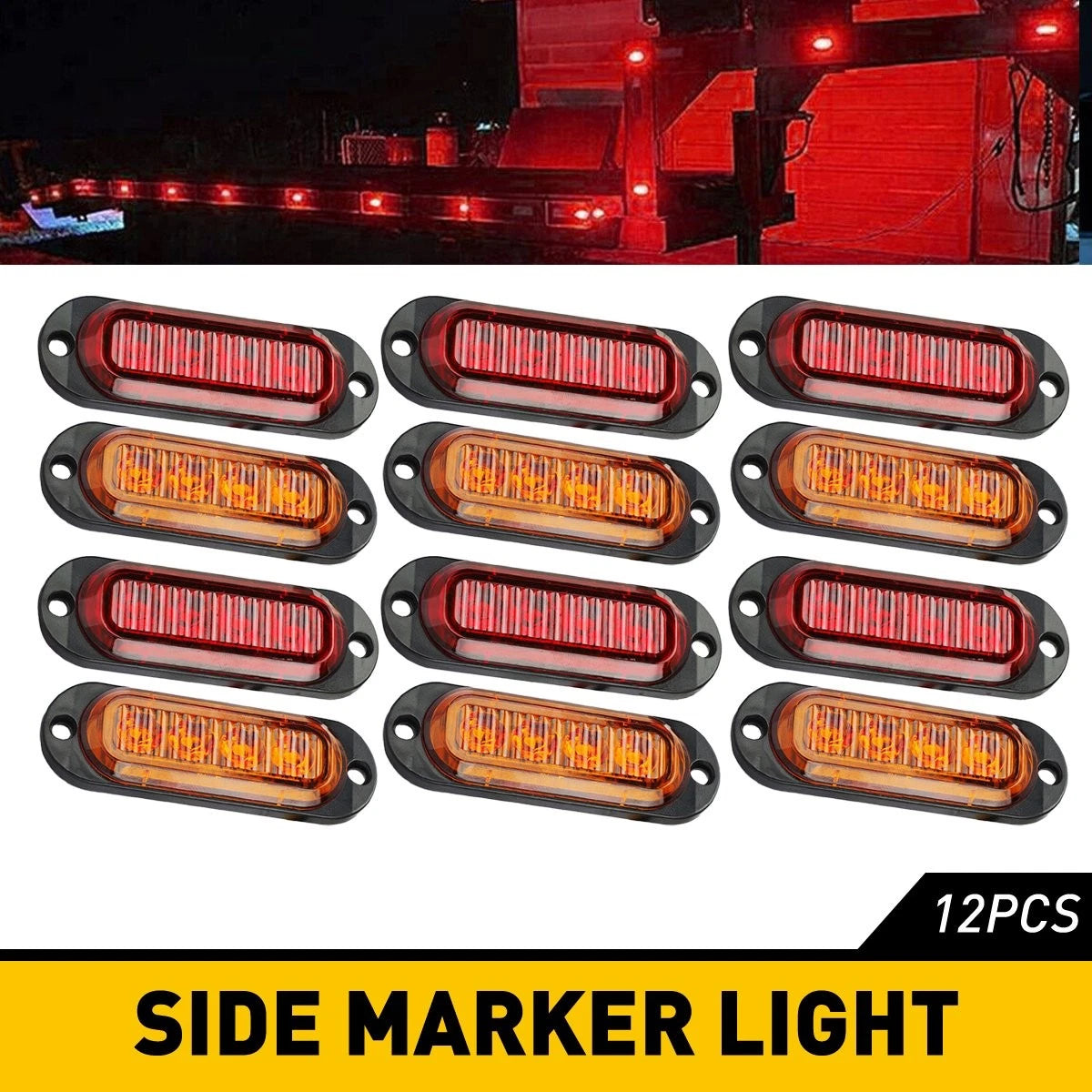 12x LED Side Marker Clearance Lights for Trailer Truck RV (Waterproof)