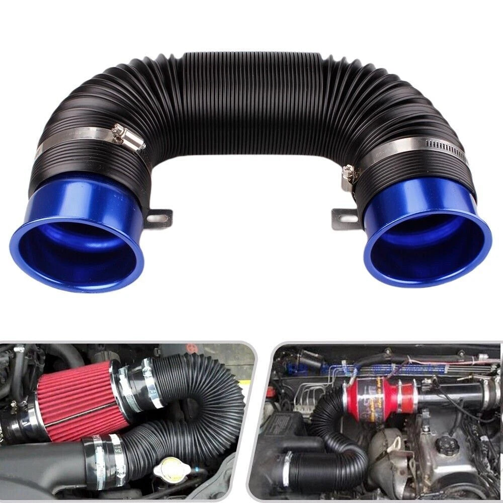 3" Flexible Cold Air Intake Hose Filter Pipe Kit for Universal Fit