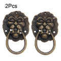 2Pcs Vintage Lion Head Door Pull Handle for Cabinet Drawer