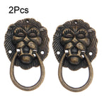 2Pcs Vintage Lion Head Door Pull Handle for Cabinet Drawer