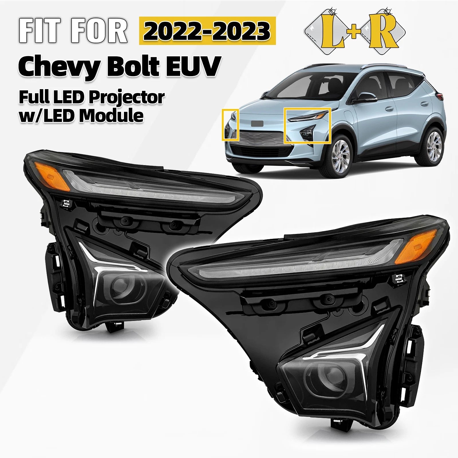 Full LED Projector Headlights Set for Chevy Bolt EUV (2022–2023)