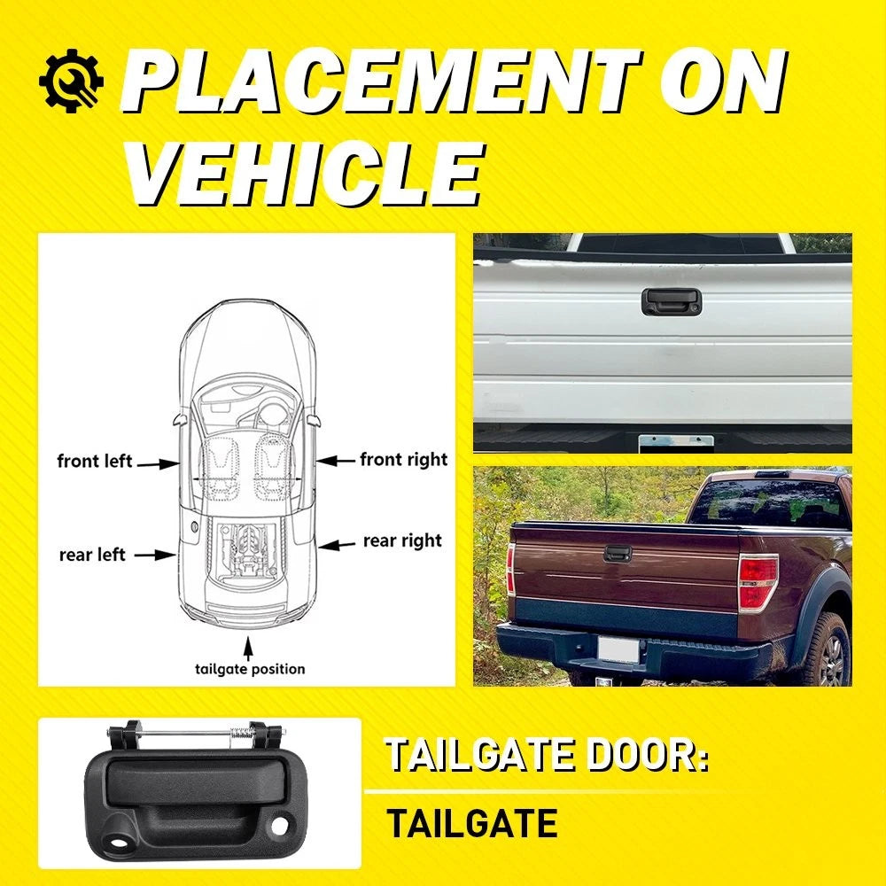 Tailgate Handle for Ford F-150 (2004–2013) Black Smooth Lever Housing
