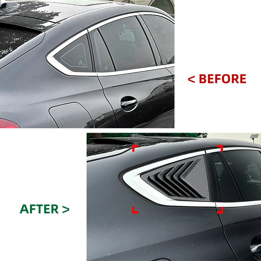 Pair Carbon Look Rear Window Quarter Glass Louver Cover for BMW X6 (2019–2025)