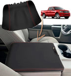 Leather Console Lid Jump Seat Cover for Ford F150 (2004–2008) Red Stitch