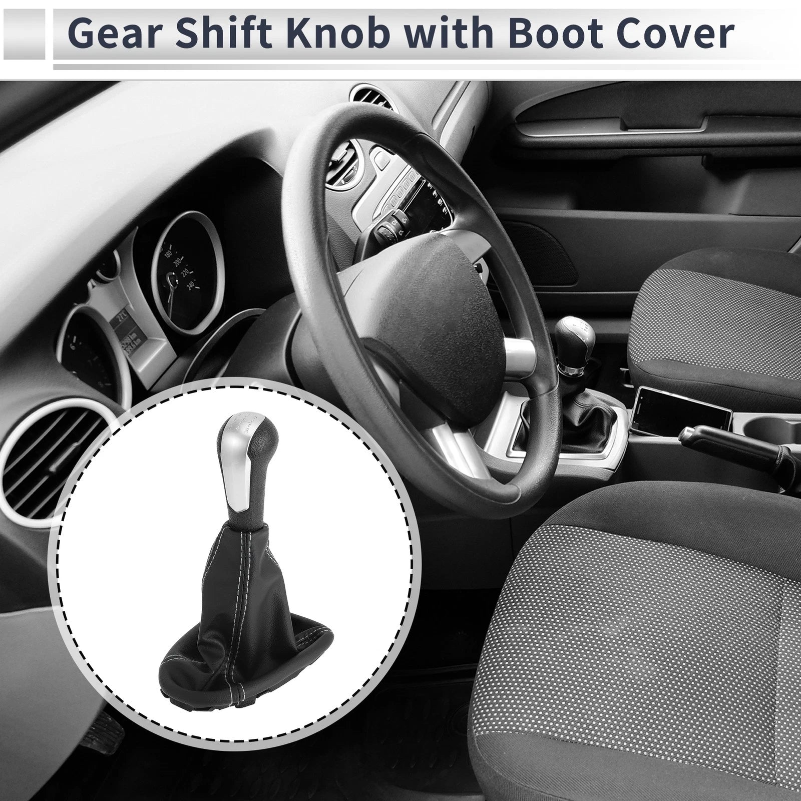 5 Speed Gear Shifter Knob with Cover for Chevrolet Spark (2011–2015) Faux Leather