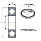 Deep Groove Ball Bearing 6818DDU for Scooter Skateboard Wheel (90x115x13mm)